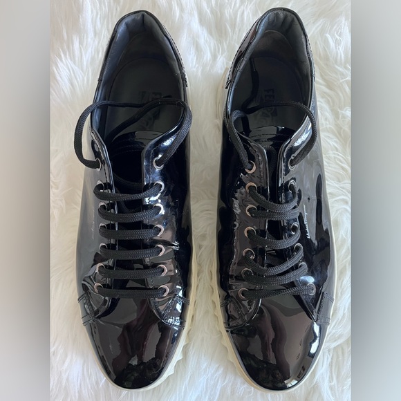 Salvatore Ferragamo Other - Salvatore Ferragamo Men’s 11.5 Cube 2 Black Patent Leather Sneakers